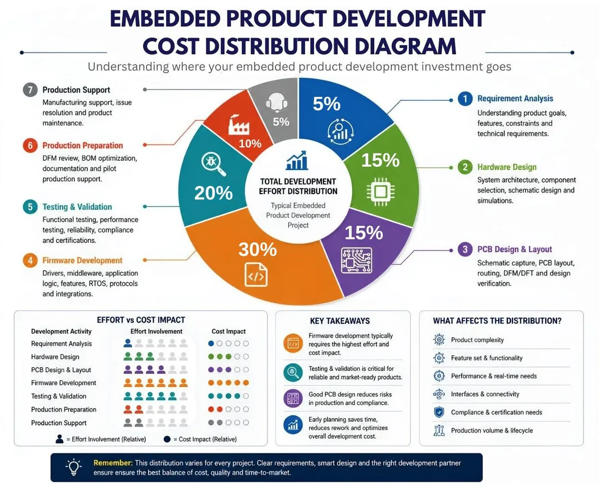Embedded product development cost distribution diagram